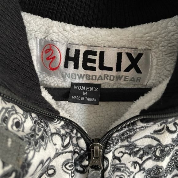 Helix Snowboardwear Medium Black & White Paisley Coat Zip Jacket - Picture 6 of 16